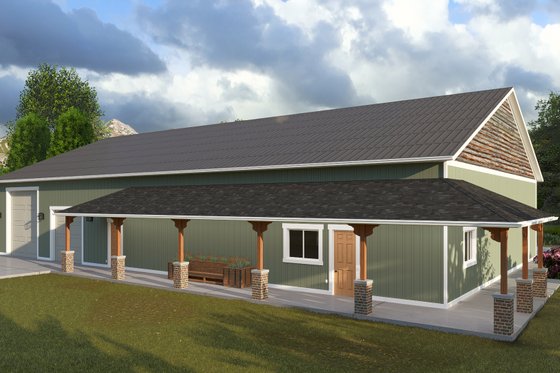 Exterior - Front Elevation 3 for Farmhouse House Plan #1060-201, 1 bath