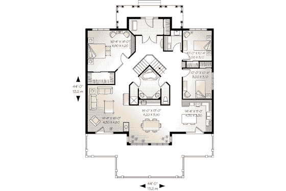 Floor Plan - Main Floor for Traditional House Plan #23-580 - 3 bed, 1 bath