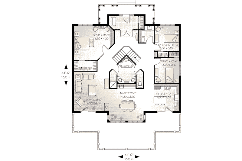 Dream House Plan - Floor Plan - Main Floor for Traditional House Plan #23-580 - 3 bed, 1 bath