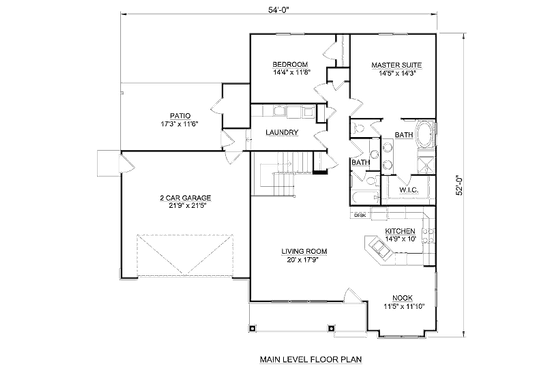 Floor Plan - Main Floor for Ranch House Plan #116-282 - 2 bed, 2 bath