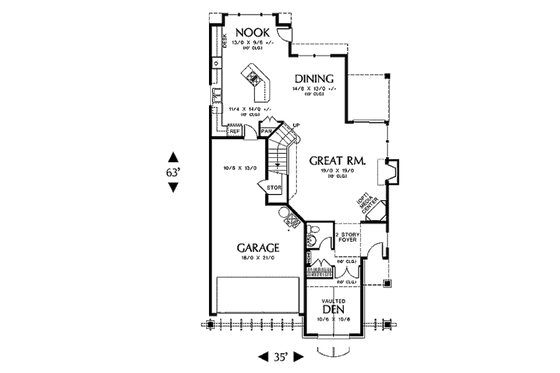 Floor Plan - Main Floor for Craftsman House Plan #48-263 - 3 bed, 2.5 bath