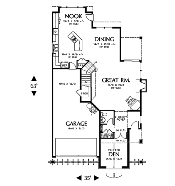 House Plan Design - Craftsman Floor Plan - Main Floor Plan #48-263