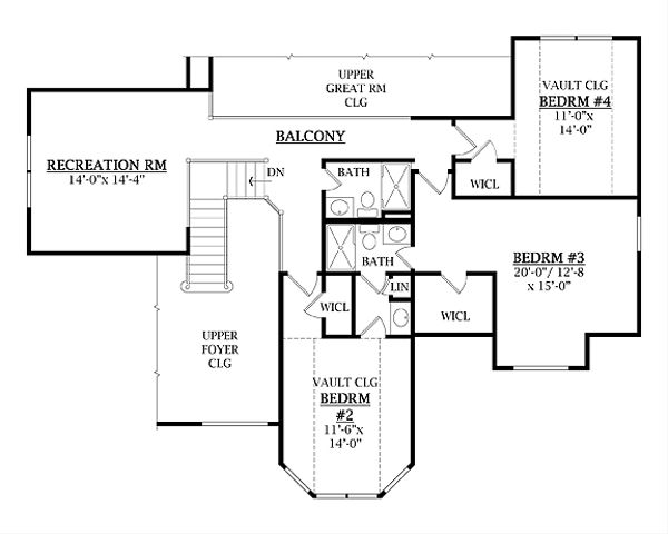 Traditional Floor Plan - Upper Floor Plan #456-26