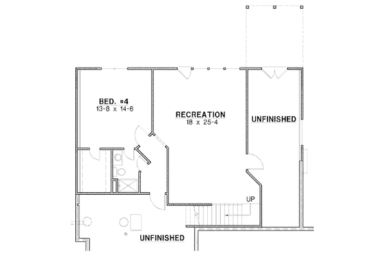 Floor Plan - Lower Floor for Traditional House Plan #67-879 - 3 bed, 2.5 bath