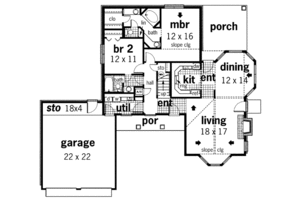 Floor Plan - Main Floor for Traditional House Plan #45-193 - 3 bed, 3 bath