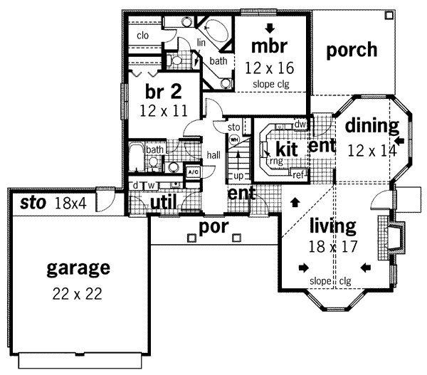 Home Plan - Traditional Floor Plan - Main Floor Plan #45-193