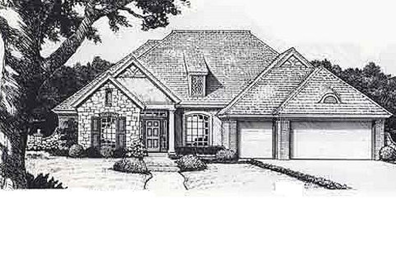 Exterior - Front Elevation 2 for European House Plan #310-811 - 4 bed, 3 bath