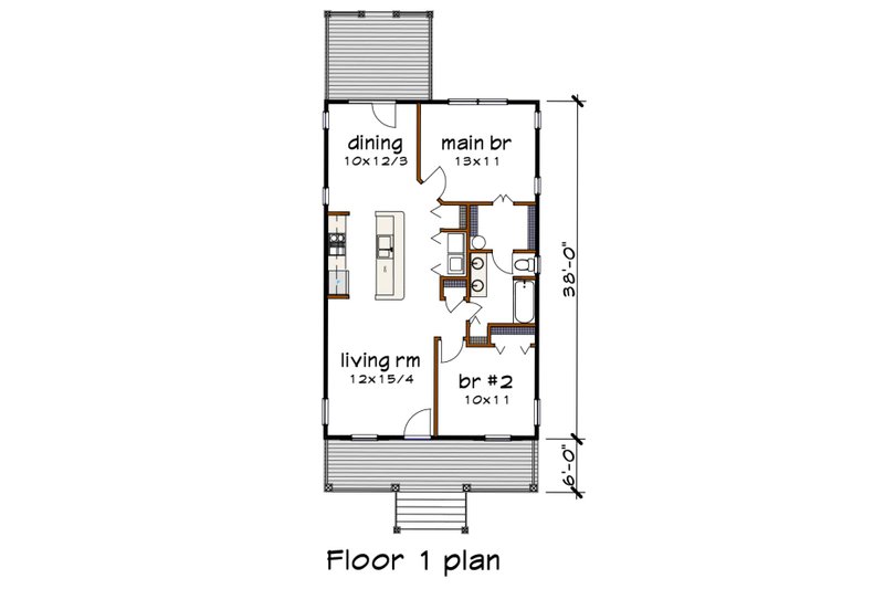 Dream House Plan - Floor Plan - Main Floor for Cottage House Plan #79-108 - 2 bed, 1 bath