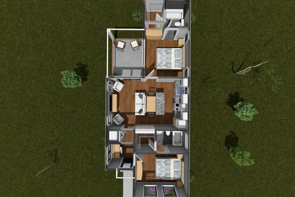 Dream House Plan - Floor Plan - Main Floor 1 for Cottage House Plan #513-2444 - 2 bed, 2 bath