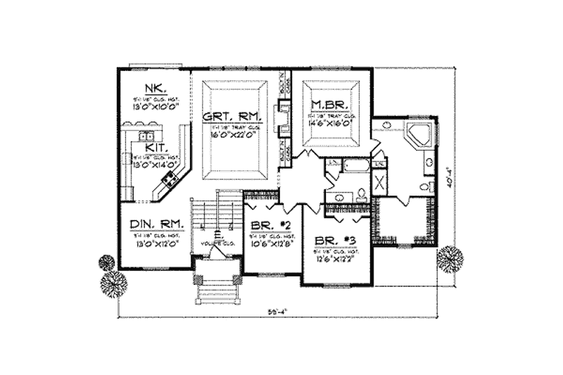 Home Plan - Floor Plan - Main Floor for Craftsman House Plan #70-453 - 4 bed, 3 bath
