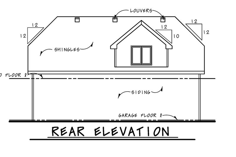 Dream House Plan - Exterior - Rear Elevation for Traditional House Plan #20-2372 - 1 bed, 1 bath