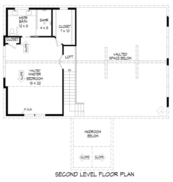 Southern Floor Plan - Upper Floor Plan #932-839