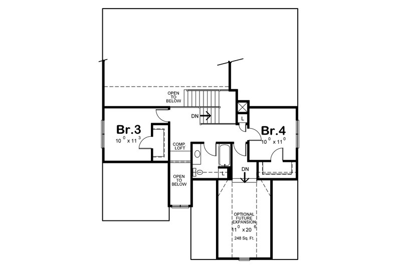 Dream House Plan - Floor Plan - Upper Floor for Farmhouse House Plan #20-2411 - 4 bed, 3.5 bath