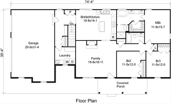 House Plan Design - Ranch Floor Plan - Main Floor Plan #22-517
