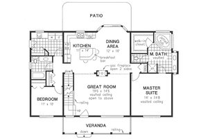 Floor Plan - Main Floor for Ranch House Plan #18-4510 - 2 bed, 2 bath