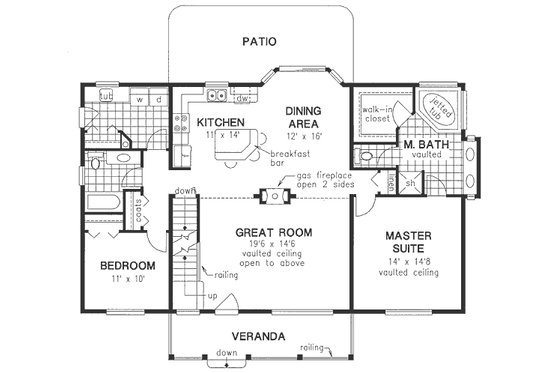 Floor Plan - Main Floor for Ranch House Plan #18-4510 - 2 bed, 2 bath