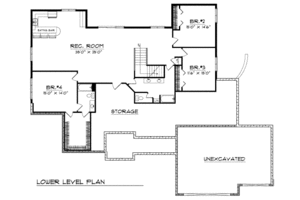 Floor Plan - Lower Floor for European House Plan #70-451 - 4 bed, 3.5 bath