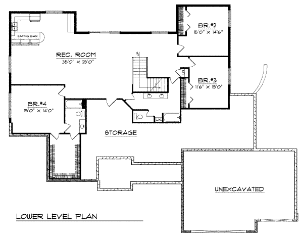 House Blueprint - European Floor Plan - Lower Floor Plan #70-451