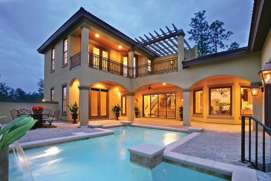 Exterior - Rear Elevation for Mediterranean House Plan #930-22 - 4 bed, 5 bath