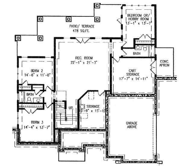 Dream House Plan - Cottage Floor Plan - Lower Floor Plan #54-137