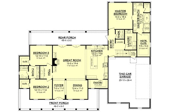Floor Plan - Main Floor for Farmhouse House Plan #430-160 - 3 bed, 2.5 bath