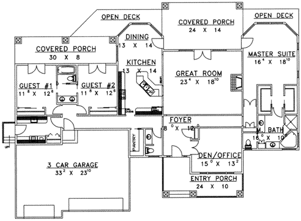 House Plan Design - Ranch Floor Plan - Main Floor Plan #117-437