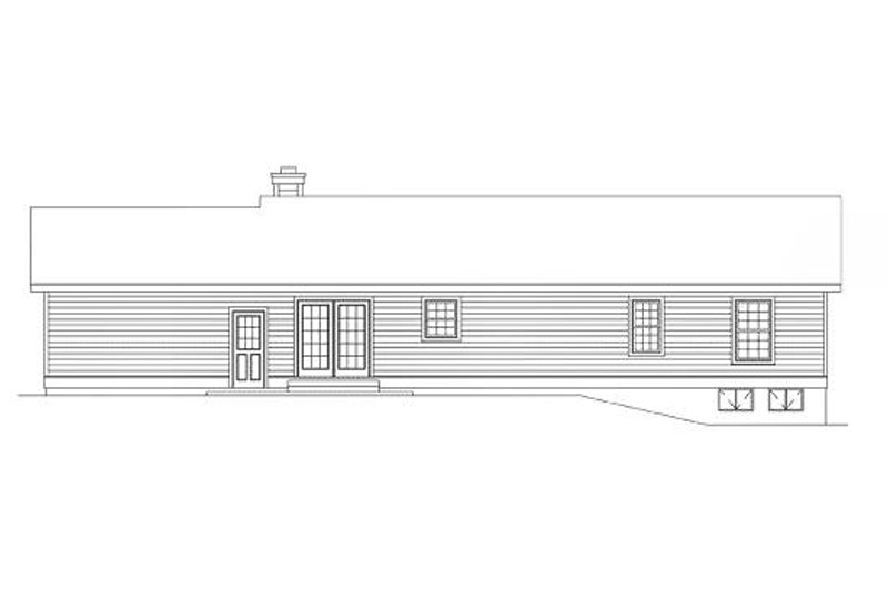 Architectural House Design - Exterior - Rear Elevation for Ranch House Plan #57-215 - 3 bed, 2 bath