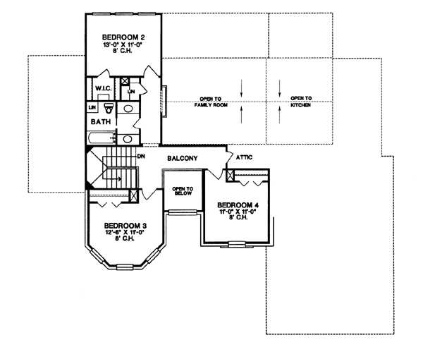Architectural House Design - European Floor Plan - Upper Floor Plan #20-252