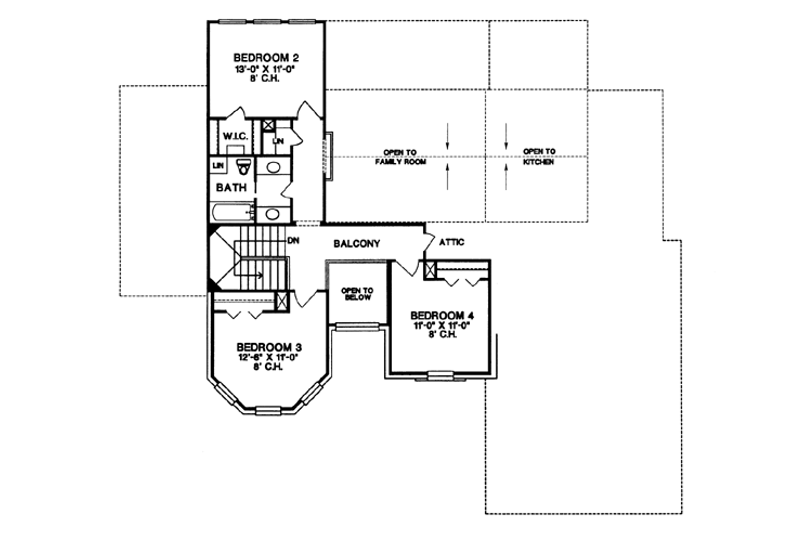 Dream House Plan - Floor Plan - Upper Floor for European House Plan #20-252 - 4 bed, 2.5 bath