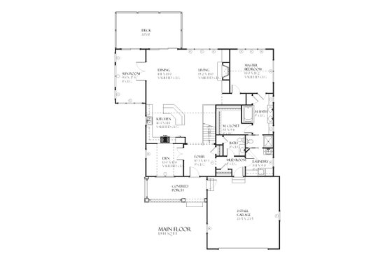 Floor Plan - Main Floor for Traditional House Plan #901-40 - 3 bed, 2.5 bath