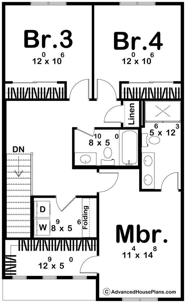 House Blueprint - Farmhouse Floor Plan - Upper Floor Plan #455-692