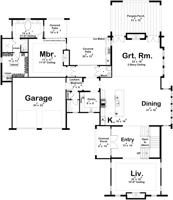 Architectural House Design - Floor Plan - Main Floor for Mediterranean House Plan #455-807 - 4 bed, 4.5 bath