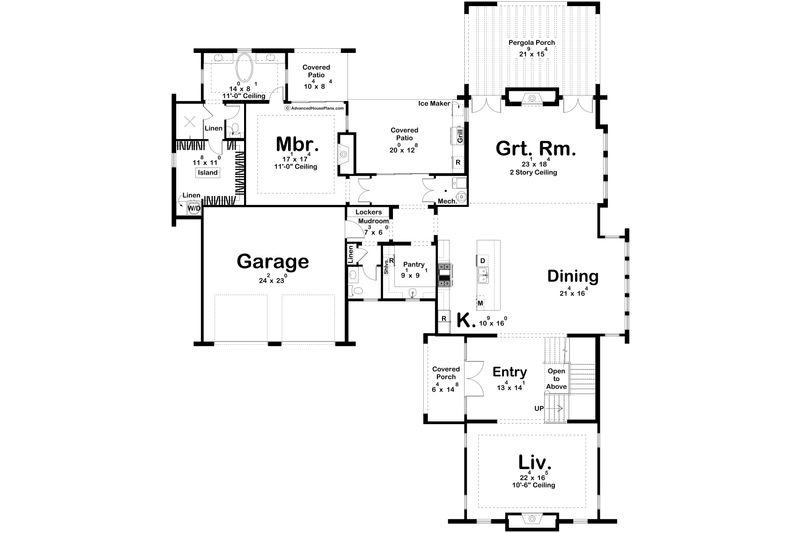 Architectural House Design - Floor Plan - Main Floor for Mediterranean House Plan #455-807 - 4 bed, 4.5 bath