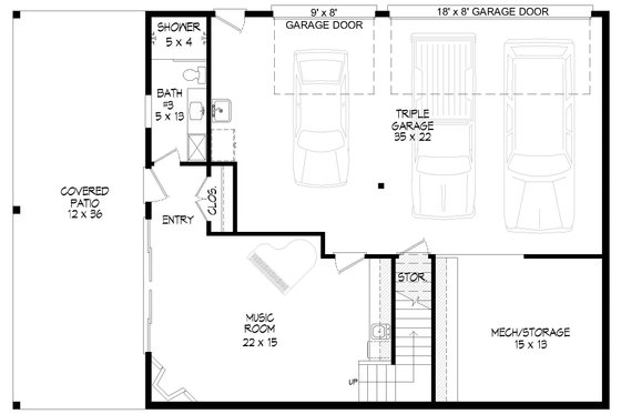 Floor Plan - Lower Floor for Country House Plan #932-910 - 2 bed, 3.5 bath