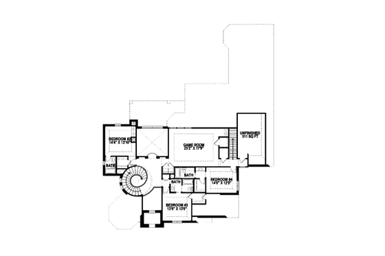 Floor Plan - Upper Floor for European House Plan #141-323 - 5 bed, 5.5 bath