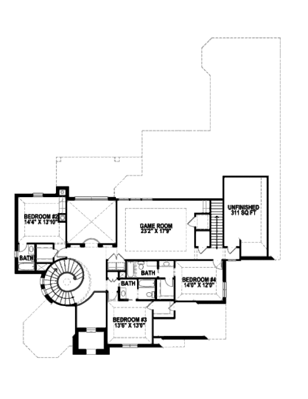 European Floor Plan - Upper Floor Plan #141-323