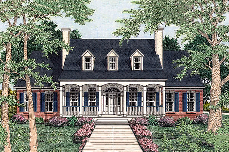 House Plan Design - Southern style house, traditional design, front elevation