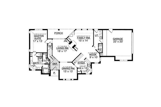 Floor Plan - Main Floor for European House Plan #40-232 - 4 bed, 3.5 bath
