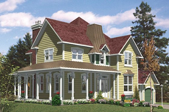 Exterior - Front Elevation for Country House Plan #138-326 - 3 bed, 2.5 bath