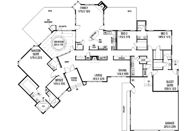 Home Plan - Floor Plan - Main Floor for European House Plan #60-491 - 4 bed, 3 bath