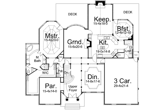 Floor Plan - Main Floor for European House Plan #119-203 - 4 bed, 4 bath