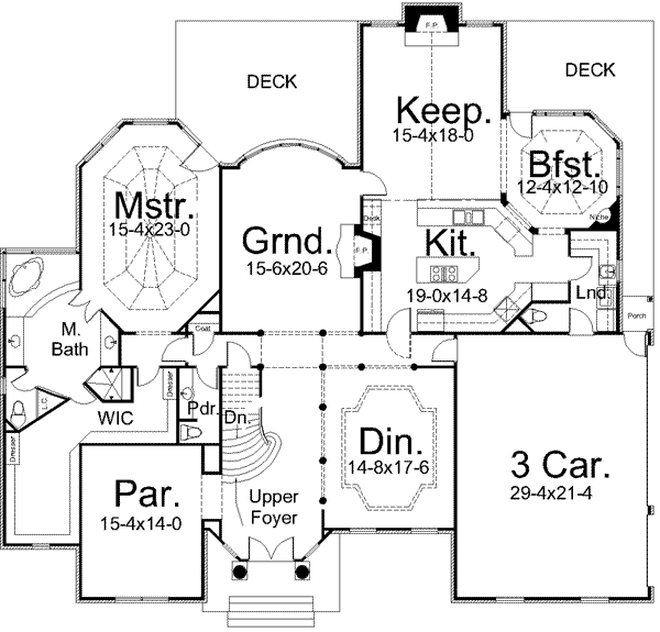 Architectural House Design - European Floor Plan - Main Floor Plan #119-203