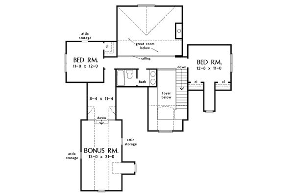 Architectural House Design - European Floor Plan - Upper Floor Plan #929-34
