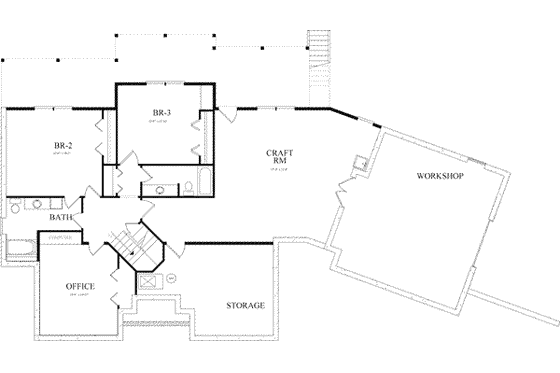 Floor Plan - Lower Floor for Traditional House Plan #71-139 - 3 bed, 3.5 bath