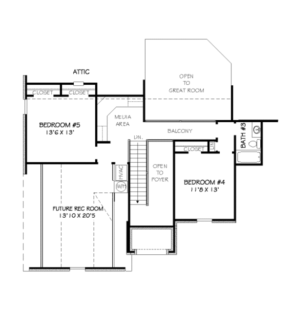 Traditional Floor Plan - Upper Floor Plan #424-287