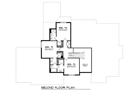 Floor Plan - Upper Floor for Traditional House Plan #70-530 - 4 bed, 3.5 bath