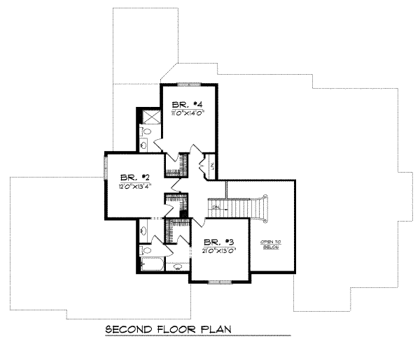 Traditional Floor Plan - Upper Floor Plan #70-530