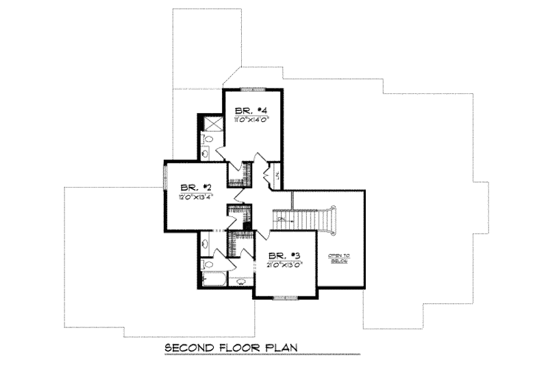 Home Plan - Floor Plan - Upper Floor for Traditional House Plan #70-530 - 4 bed, 3.5 bath
