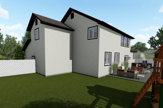 Exterior - Rear Elevation for Traditional House Plan #1060-37 - 3 bed, 2.5 bath