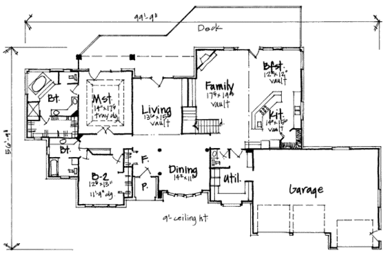 Floor Plan - Main Floor for European House Plan #308-227 - 4 bed, 3.5 bath